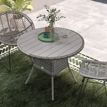 Grey PE Rattan Dining Table – Perfect for Outdoor Gatherings!