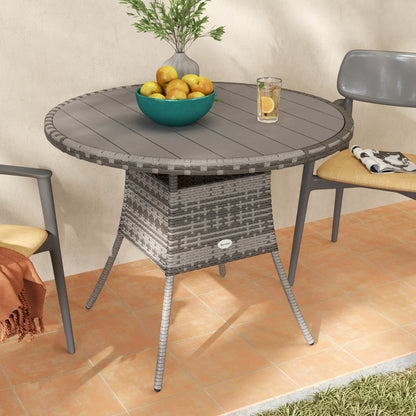 Grey PE Rattan Dining Table – Perfect for Outdoor Gatherings!