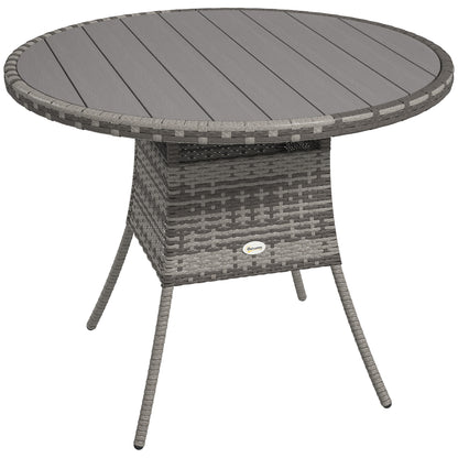 Grey PE Rattan Dining Table – Perfect for Outdoor Gatherings!