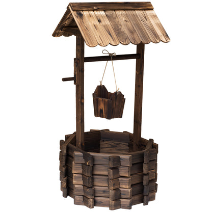 Enchanting Wishing Well Planter - Rustic Fir Wood Garden Decor, 60x55x114 cm