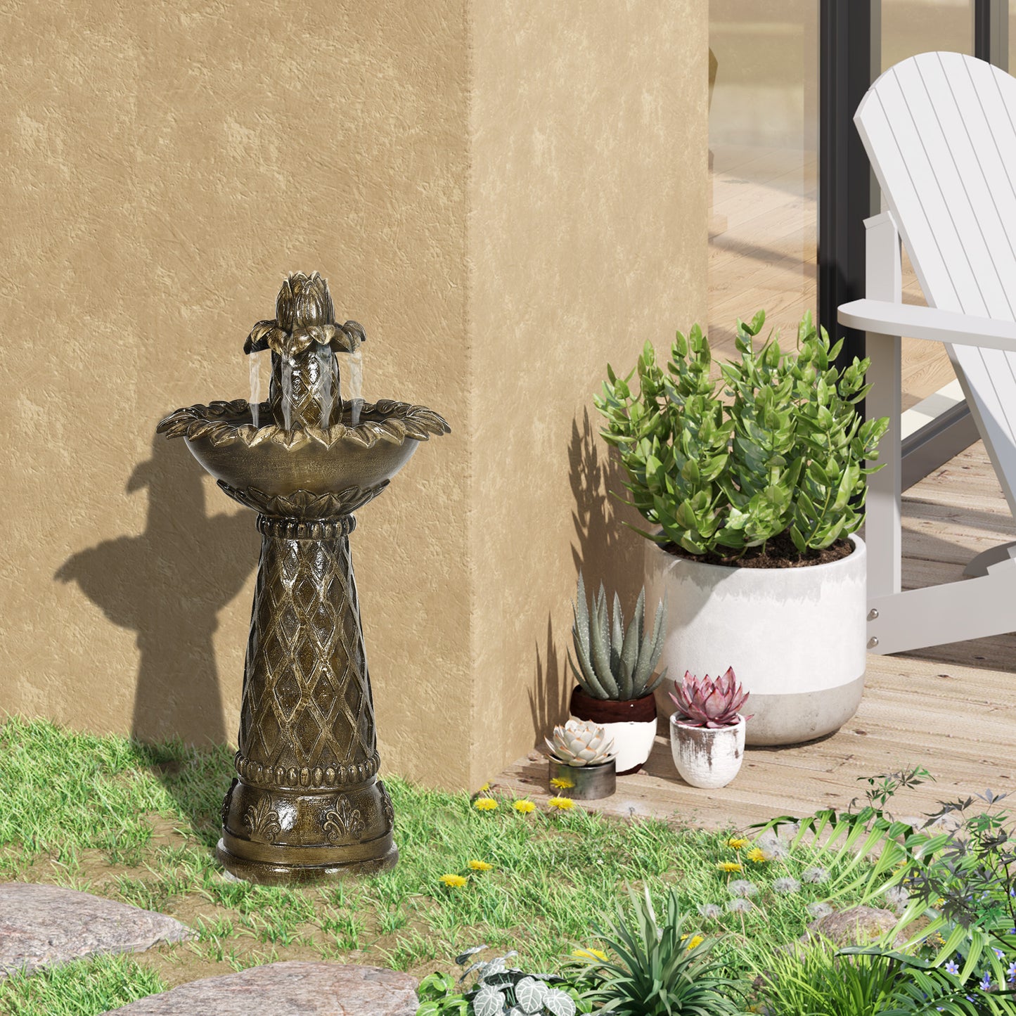 Elegant 2-Tier Garden Fountain with Constant Cascading Water Elegance