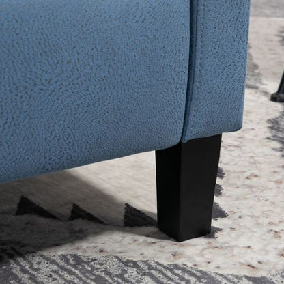 Blue Button-Tufted Microfibre Recliner Armchair for Comfortable Living Room Seating