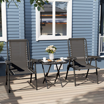 Folding Garden Bistro Set: Stylish 3-Piece Seating with Cup Holders