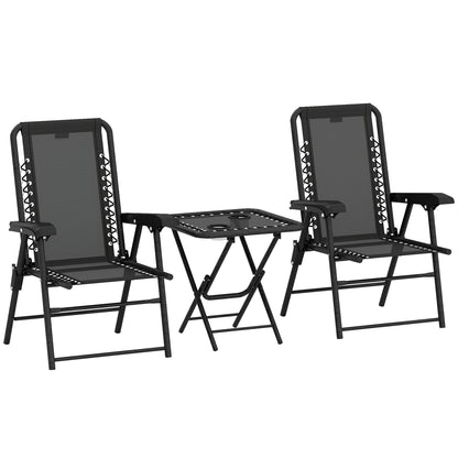 Folding Garden Bistro Set: Stylish 3-Piece Seating with Cup Holders