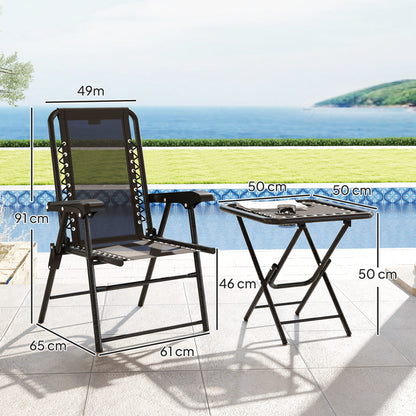 Folding Garden Bistro Set: Stylish 3-Piece Seating with Cup Holders