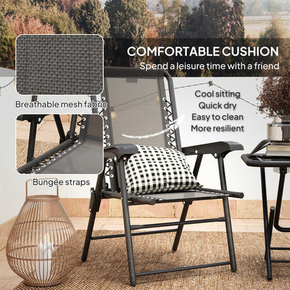 Folding Garden Bistro Set: Stylish 3-Piece Seating with Cup Holders