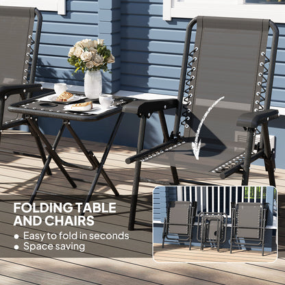 Folding Garden Bistro Set: Stylish 3-Piece Seating with Cup Holders