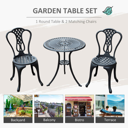 Elegant 3-Pc Cast Aluminium Bistro Set - Chic Outdoor Dining & Relaxation