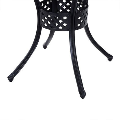 Stylish Round Aluminium Garden Dining Table with Umbrella Hole, Black