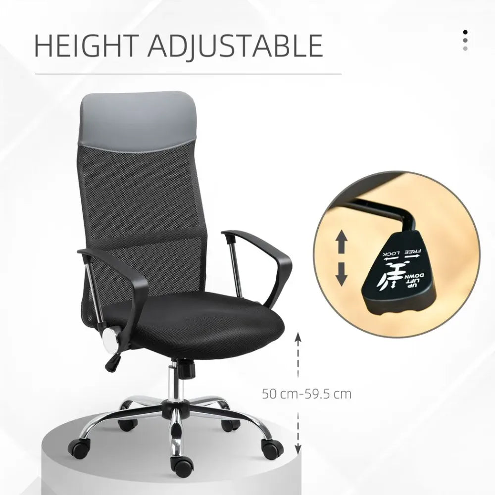 Black Executive Office Chair with High Back Mesh Seat, Ideal for Comfortable Office Use