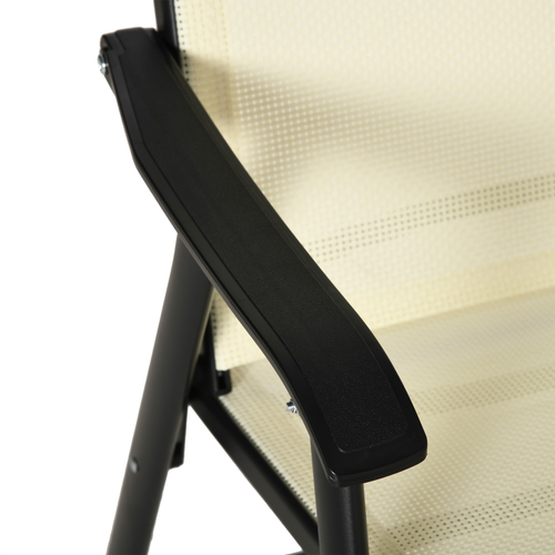 Chic Beige Foldable Metal Garden Chairs - Set of 2 for Ultimate Comfort