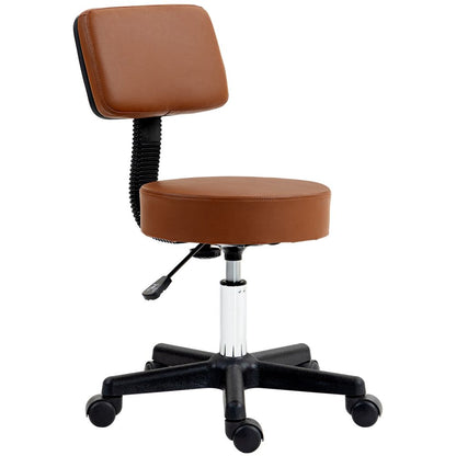 Adjustable Swivel Salon Chair with Padded Seat Back and 5 Wheels in Brown