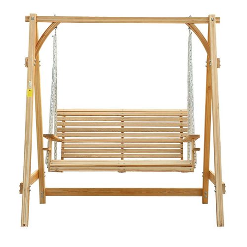 Elegant 2-Seater Larch Wood Swing Chair Bench for Ultimate Outdoor Relaxation