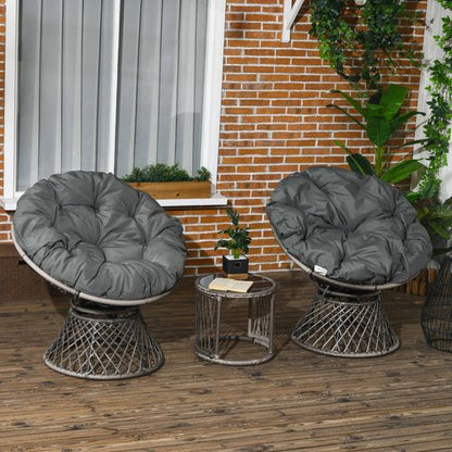 3-Piece Rattan Bistro Set: Stylish 360° Swivel Chairs & Cushions