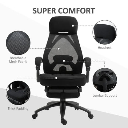 Adjustable Height Recliner Office Chair with Footrest, Perfect for Lunch Breaks