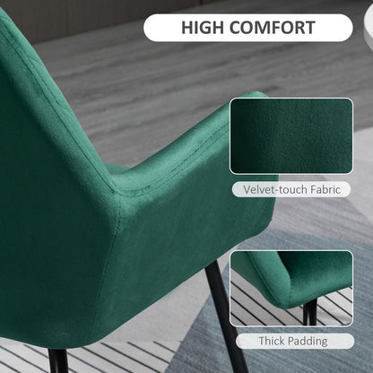 Green Velvet-Feel Upholstered Accent Chair with Metal Base for Modern Living