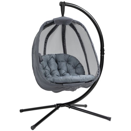 Cosy Folding Hanging Egg Chair with Cushion & Stand - Perfect Indoor/Outdoor Relaxation