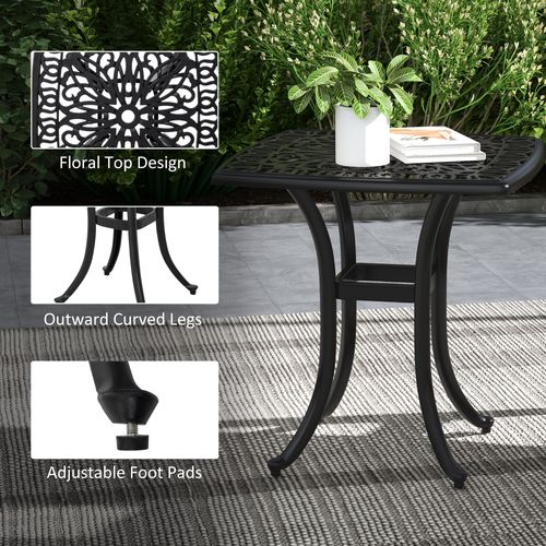 Elegant Cast Aluminium Bistro Table with Umbrella Hole - Black