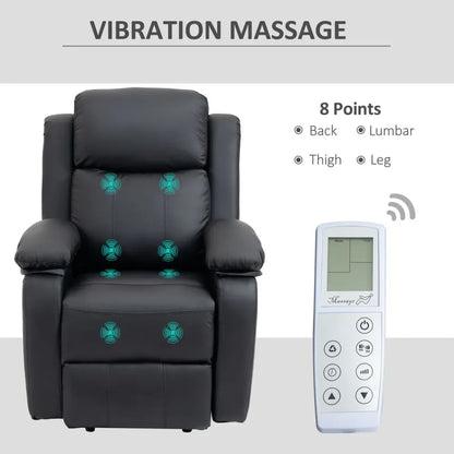 Black Electric Power Lift Recliner Chair with Massage Vibration and Side Pocket for Comfort