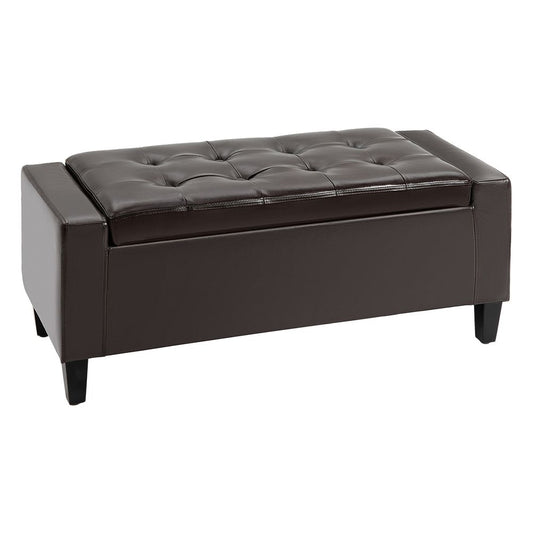 Deluxe PU Leather Storage Ottoman – Bench Footrest Stool with Large Storage