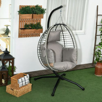 Cosy Hanging Egg Chair with Thick Cushion - Stylish Patio Relaxation