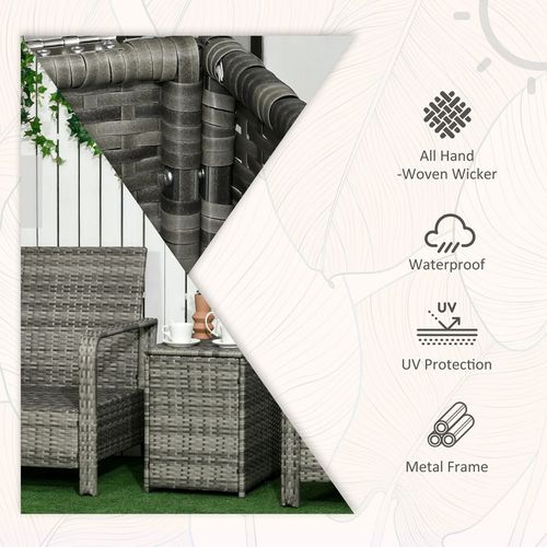 3-Piece PE Rattan Garden Sofa Set: 2 Chairs & Storage Table