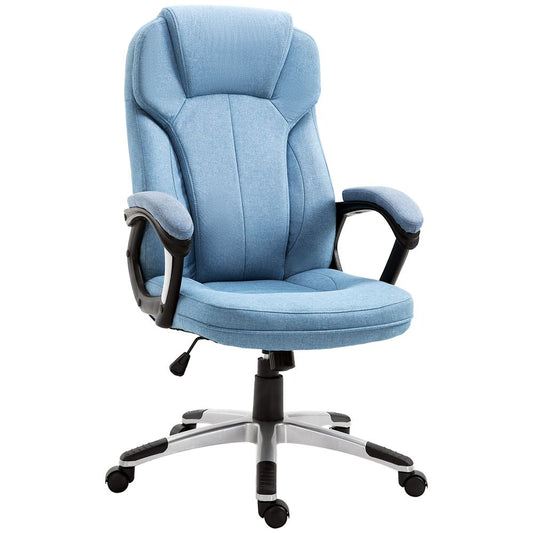 Blue High Back Home Office Chair with Armrests and Height Adjustment Feature