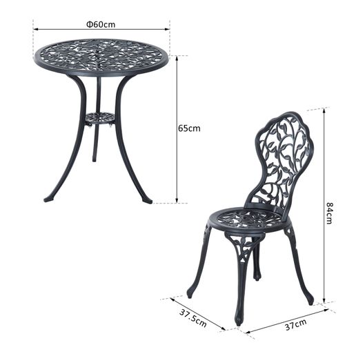 Elegant Cast Aluminium 3-Piece Outdoor Bistro Set - Stylish Black Design