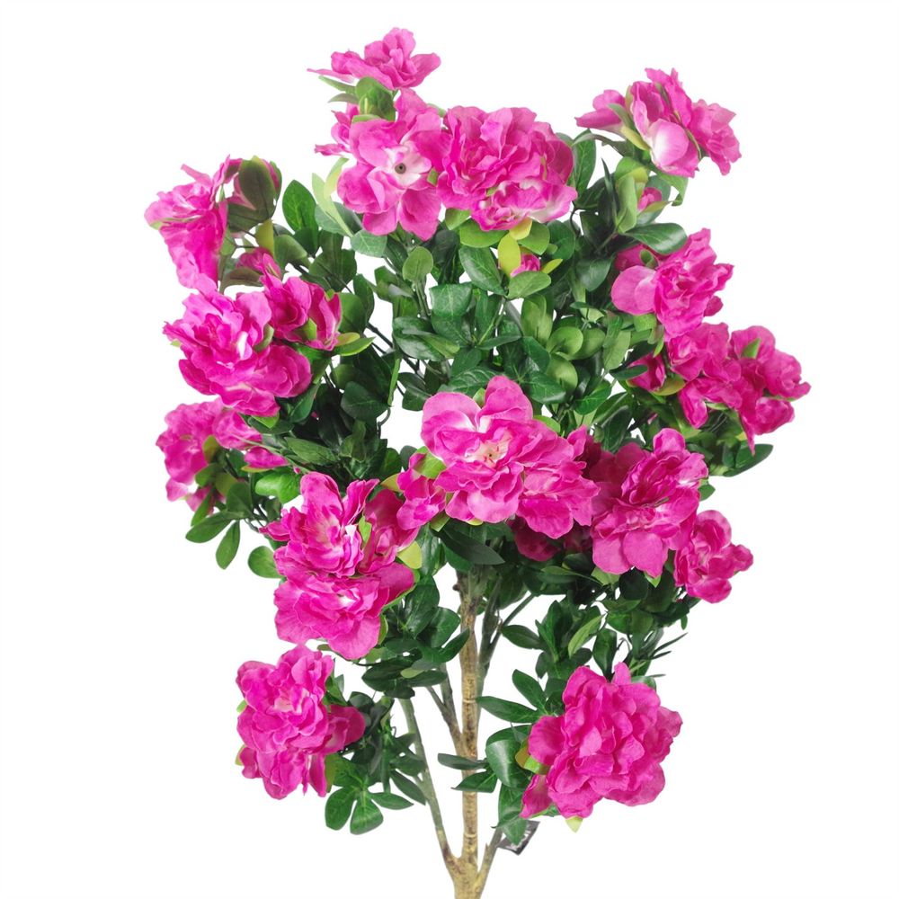 100cm Realistic Artificial Azalea Pink Flowers in Copper Metal Planter