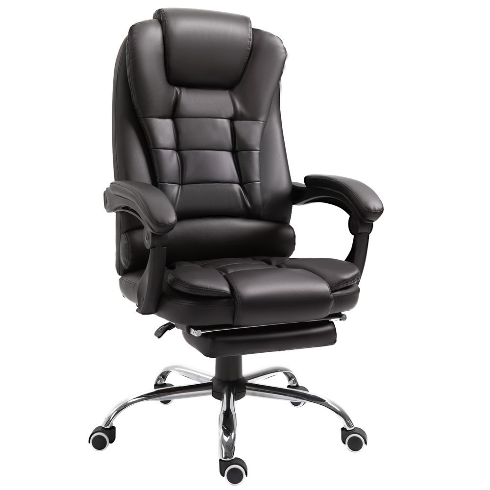 Brown Reclining High Back Executive Office Chair with Swivel Wheel for Comfort