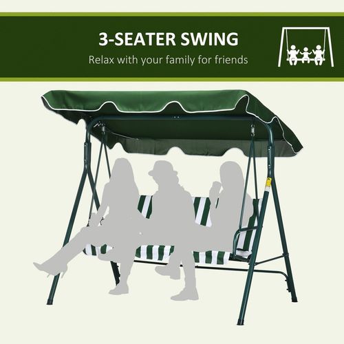 Cosy 3-Person Outdoor Swing Chair with Adjustable Canopy – Green Comfort