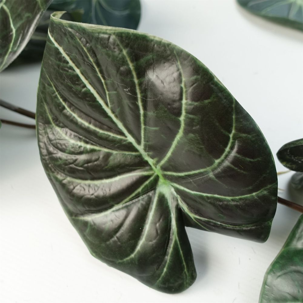 Set of 6 x 120cm Artificial Hanging Alocasia Dragon Scale Plants - Dark Green