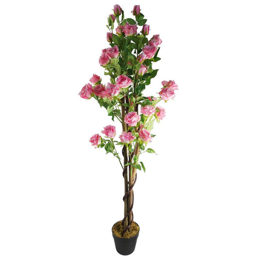 150cm Artificial Pink Rose Tree, Lifelike Floral Decoration