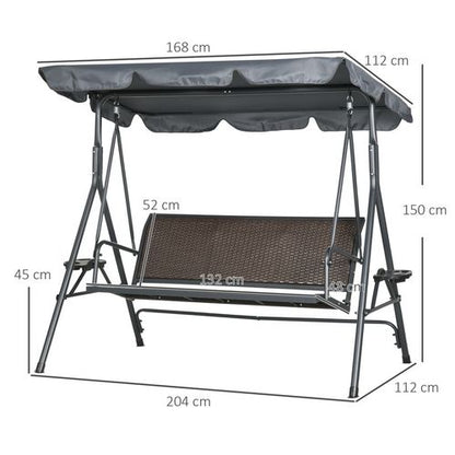 3-Seater Adjustable Canopy Garden Swing Bench - Stylish Comfort!