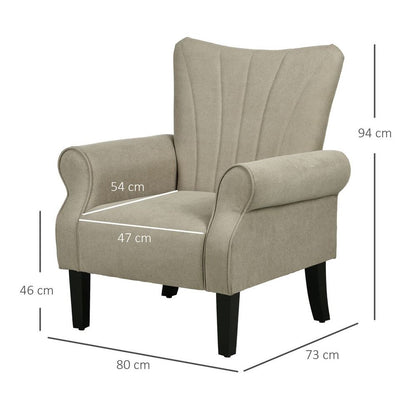 Upholstered Modern Accent Armchair with Wood Legs in Beige for Stylish Living Spaces
