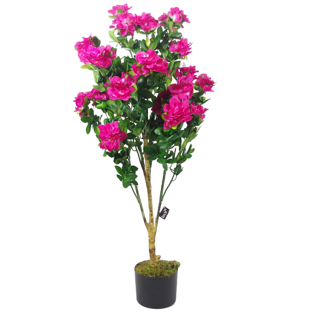 100cm Realistic Artificial Azalea Pink Flowers in Copper Metal Planter