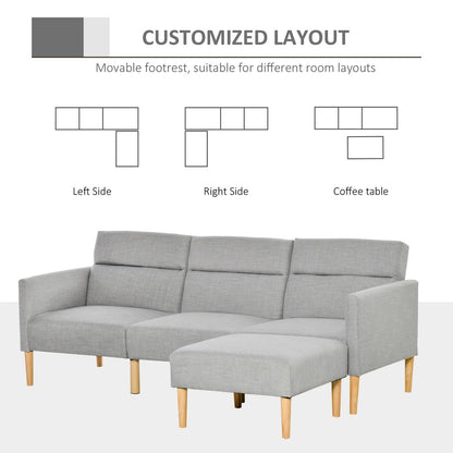 Reversible Upholstered Sofa Bed with Sectional Sleeper and Matching Footstool