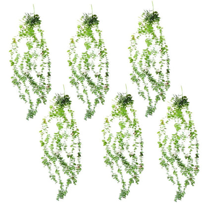 Set of 6 x 80cm Artificial Hanging Trailing Eucalyptus Plants