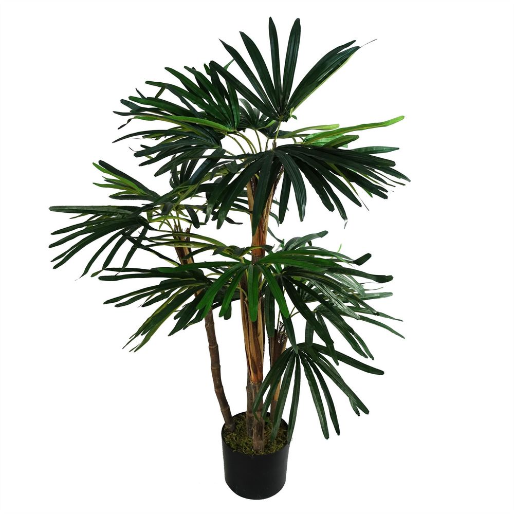 100cm Artificial Raphis Palm Tree - Perfectly Realistic Indoor Plant for Tropical Ambience