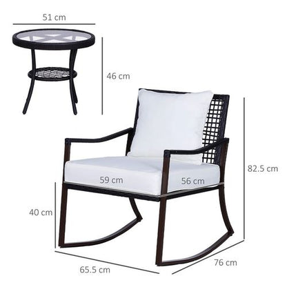 Cosy 3-Piece Rocking Chair Bistro Set - Stylish Brown & Cream Combo