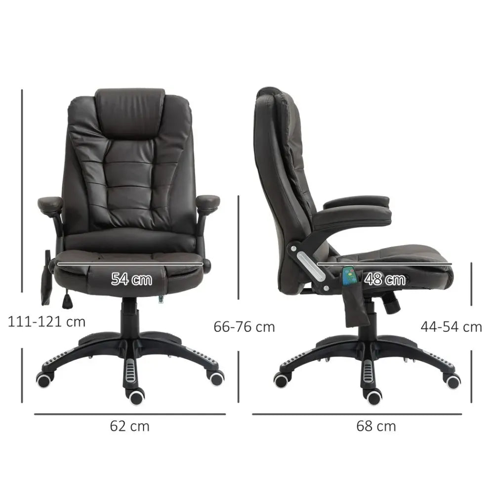 Brown PU Leather Executive Office Chair with Massage and Heat Features for Relaxed Seating