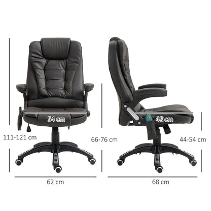 Brown PU Leather Executive Office Chair with Massage and Heat Features for Relaxed Seating