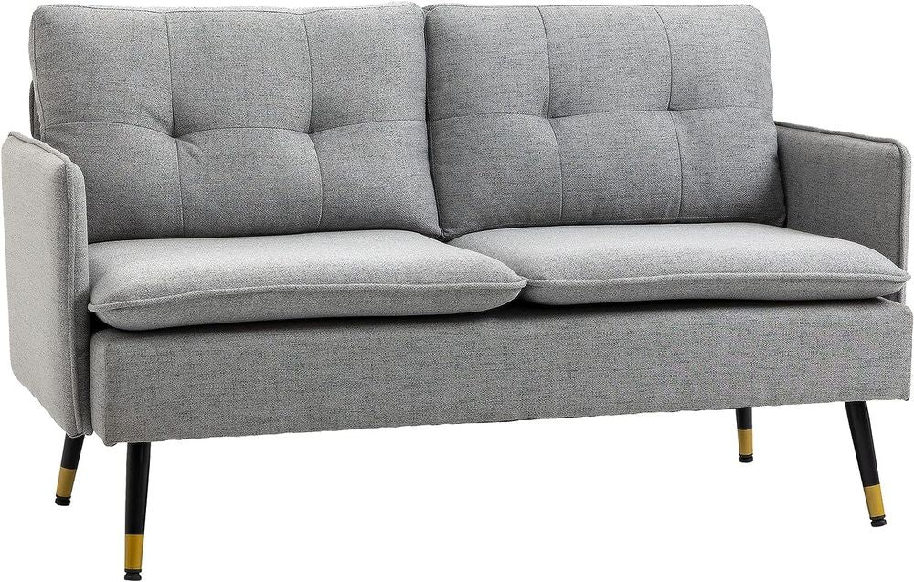 Grey Modern Upholstered Two-Seater Sofa for Living Room or Bedroom Comfort