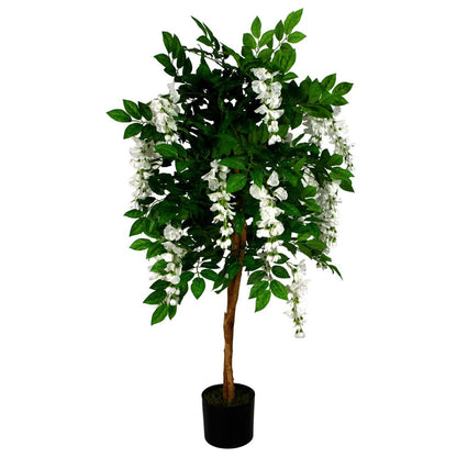 130cm Premium Quality Artificial Wisteria Tree with White Flowers - Luxurious Home Décor