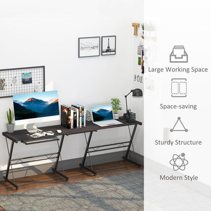 Black L-Shaped Computer Desk with Keyboard Tray for Efficient Workspace