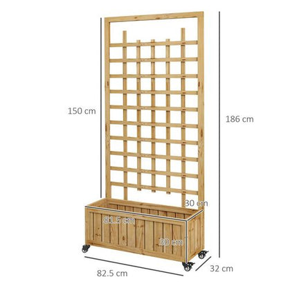 Mobile Wooden Trellis Planter: Stylish Raised Garden Bed on Wheels