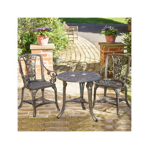 Vintage Grey Rose Armchair Bistro Set - Stylish Garden Comfort!