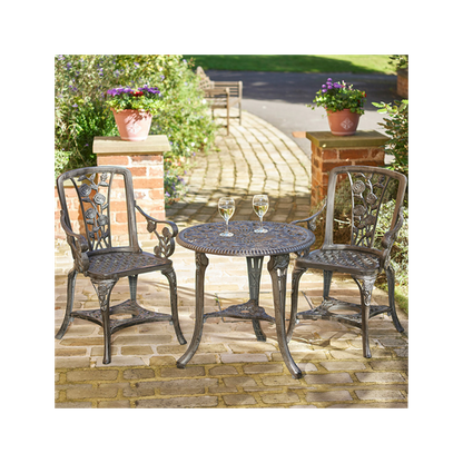 Vintage Grey Rose Armchair Bistro Set - Stylish Garden Comfort!