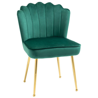 Green Velvet-Feel Shell Luxe Accent Chair with Metal Legs for Comfortable Lounge