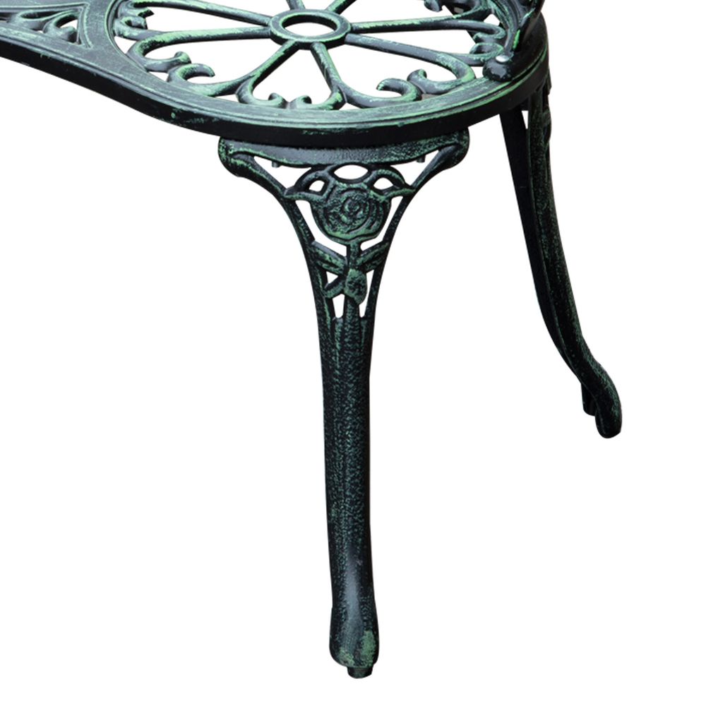 Elegant Antique Green Cast Aluminium Garden Bench - Timeless Outdoor Comfort